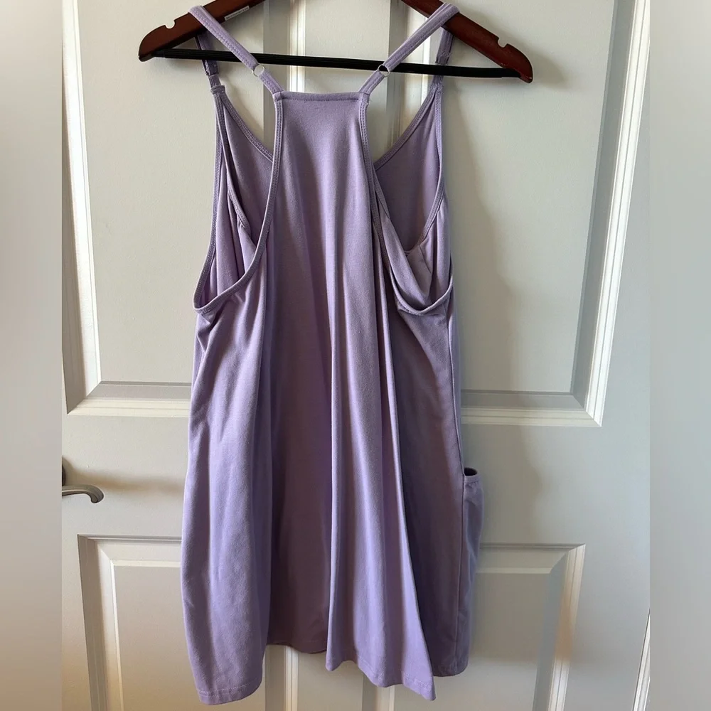 Free People Style Lavender Athletic Romper Built In Shorts Pockets Athleisure - Picture 6 of 7